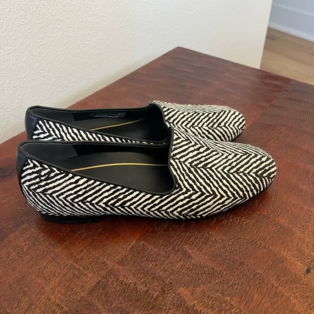 Vionic Willa Herringbone Calf Hair Loafer Black & White Zebra Preppy Minimalist